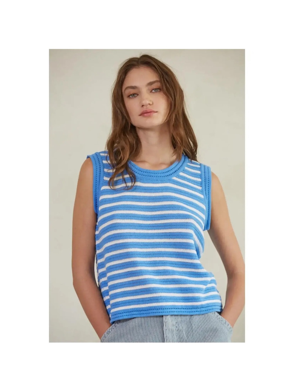 Together Blue & White Striped Knit Tank